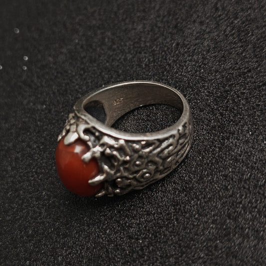 925 Sterling Silver Vintage Inlaid Ring | Trendy Hong Kong Punk Style, Unisex Fashion(YS-20250926-8)