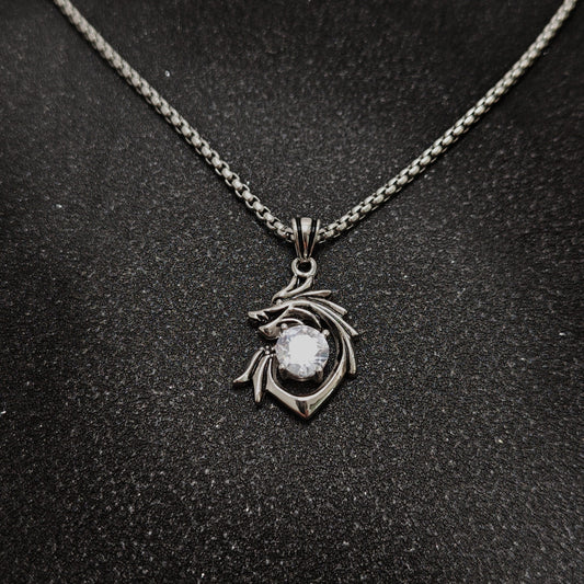 Street Style 316 Stainless Steel Dragon Pendant with Crystal Accents | 65cm Chain(GS-20250912-10)
