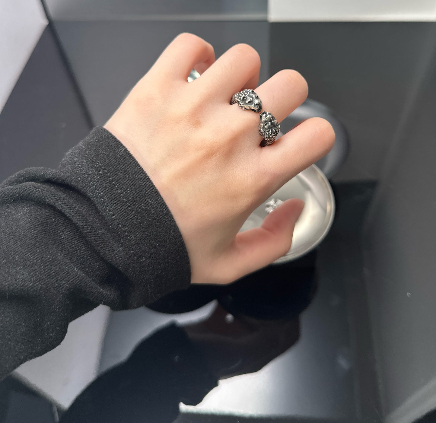 925 Sterling Silver Vintage Double-Headed Leopard Ring | Unique Hip-Hop Style(YS-20250926-9)