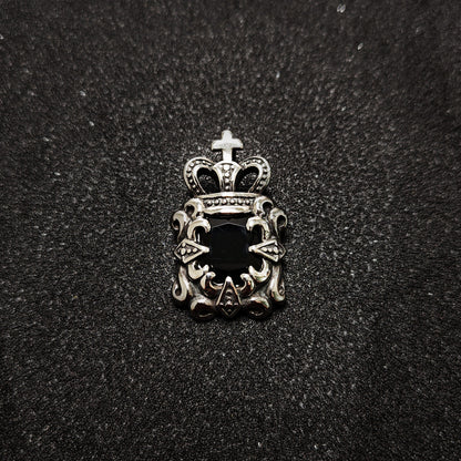 Vintage Crown Black Gem 316 Stainless Steel Pendant Necklace | Unisex Punk Fashion, 65cm Chain（GS-20250912-9）