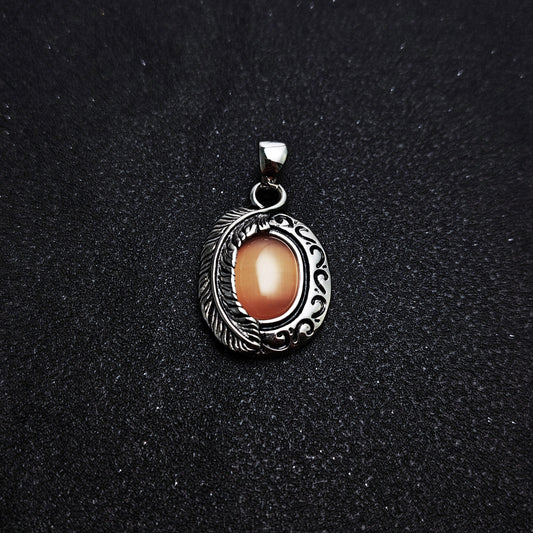 Vintage 316 Stainless Steel Eagle Feather Pendant with Gemstone | Unisex Necklace, 65cm Chain（GS-20250912-1）