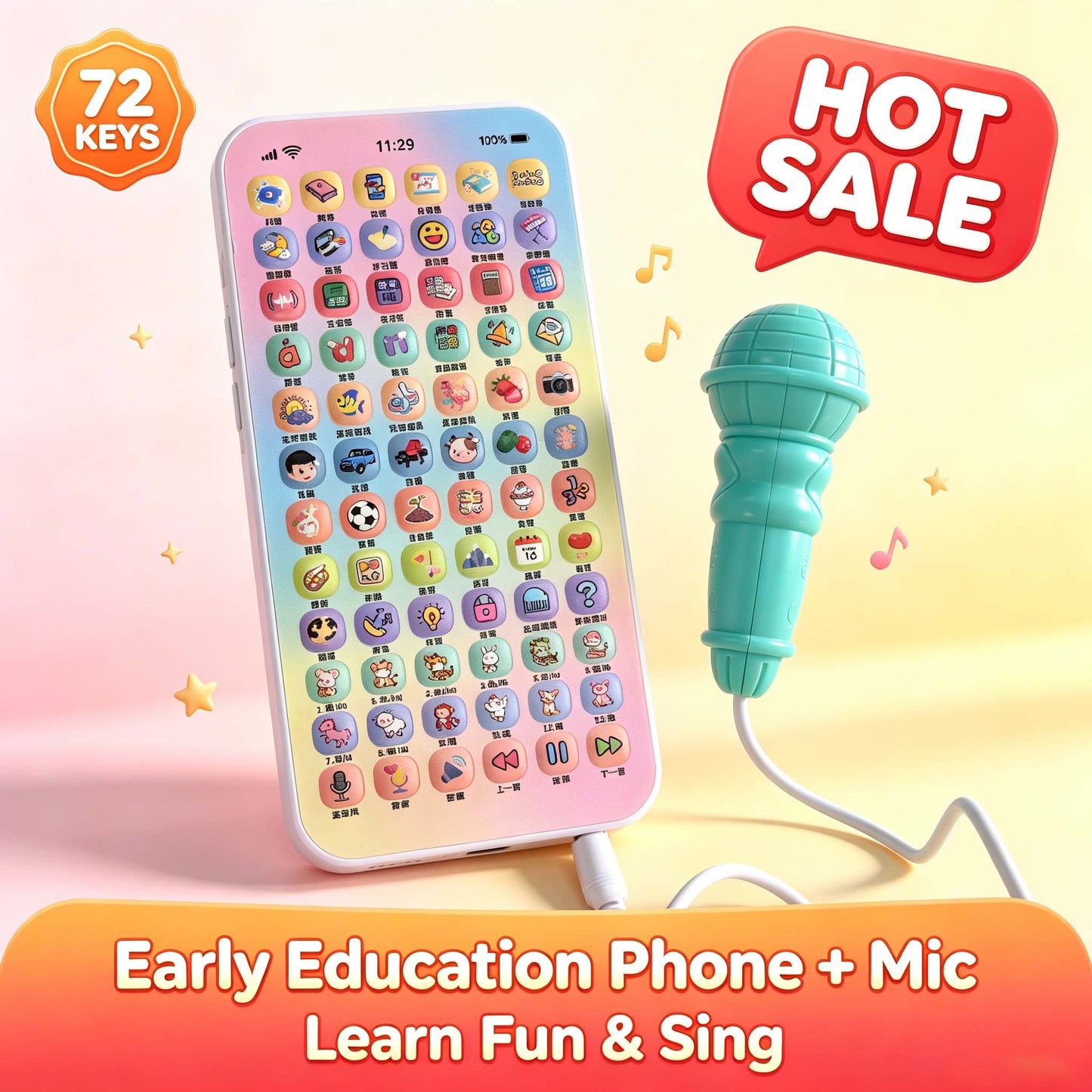 72-Key Chinese Early Education Toy Phone
