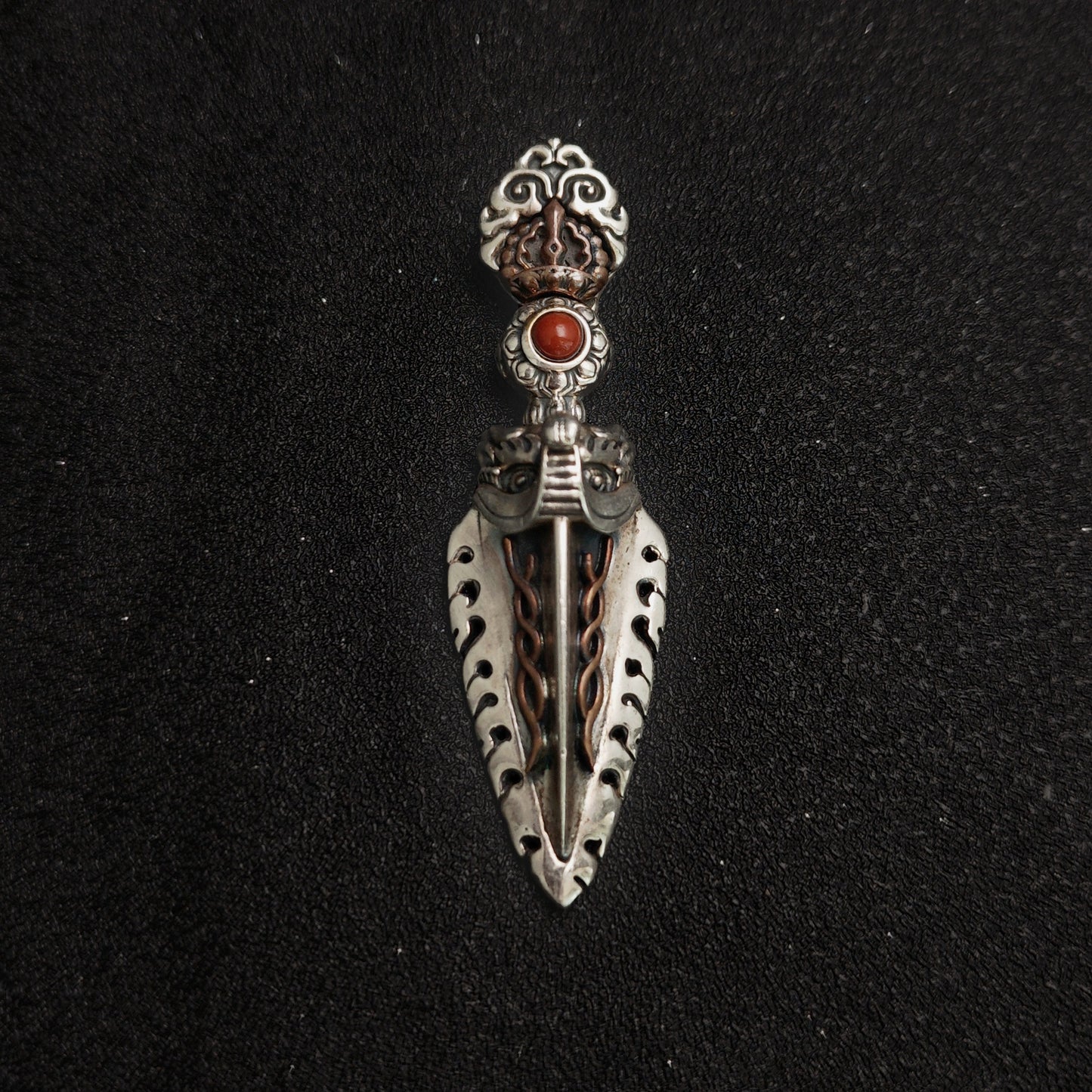 925 Sterling Silver Handcrafted Vajra Pendant Necklace | Garuda Charm with Bodhi Bead Mala Style（YS-20250926-7）