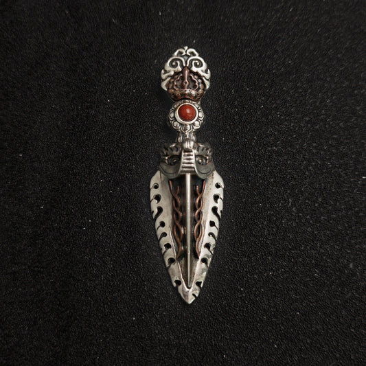 925 Sterling Silver Handcrafted Vajra Pendant Necklace | Garuda Charm with Bodhi Bead Mala Style（YS-20250926-7）