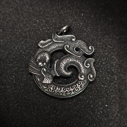 Solid 925 Sterling Silver Dragon Pendant Necklace | Vintage Original Design, Unisex Couple Style（YS-20250926-1）