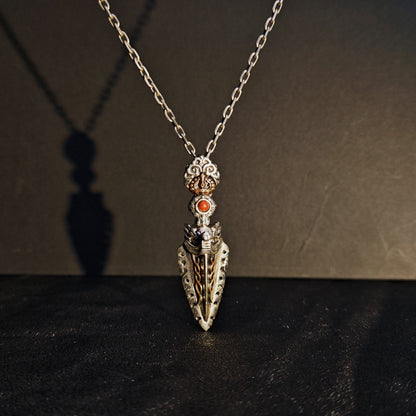 925 Sterling Silver Handcrafted Vajra Pendant Necklace | Garuda Charm with Bodhi Bead Mala Style（YS-20250926-7）