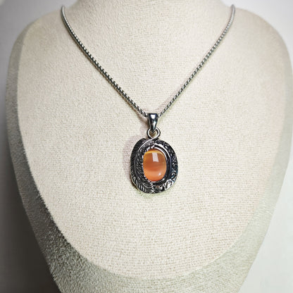 Vintage 316 Stainless Steel Eagle Feather Pendant with Gemstone | Unisex Necklace, 65cm Chain（GS-20250912-1）