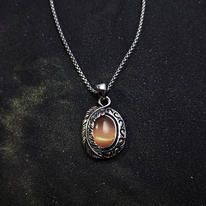 Vintage 316 Stainless Steel Eagle Feather Pendant with Gemstone | Unisex Necklace, 65cm Chain（GS-20250912-1）
