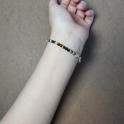 Handmade Tiger Eye Stone Sterling Silver Chain Bracelet-Prosperity Talisman（YS-20251111-1）