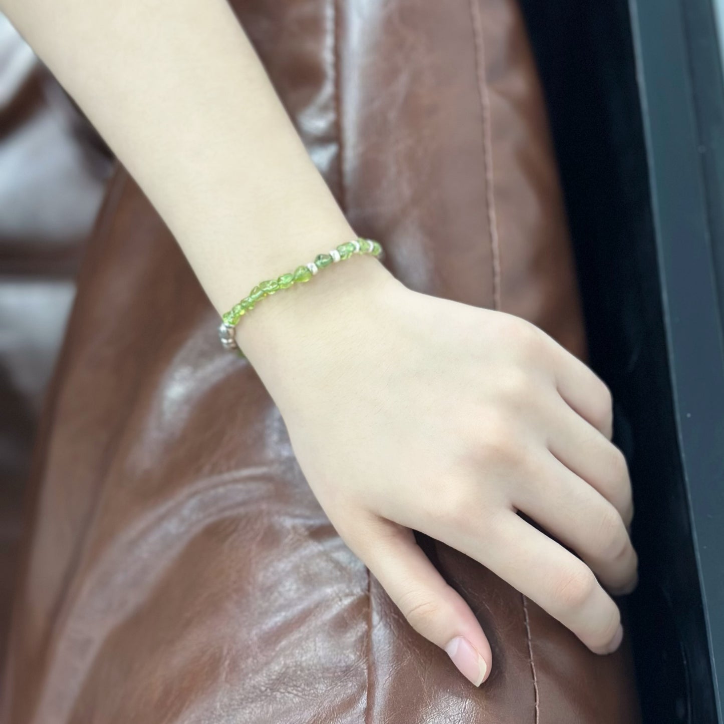 August Glow: Peridot & Sterling Silver Chain（YS-20251111-2）
