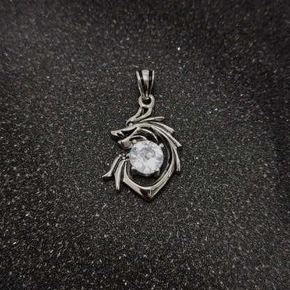 Street Style 316 Stainless Steel Dragon Pendant with Crystal Accents | 65cm Chain（GS-20250912-10）