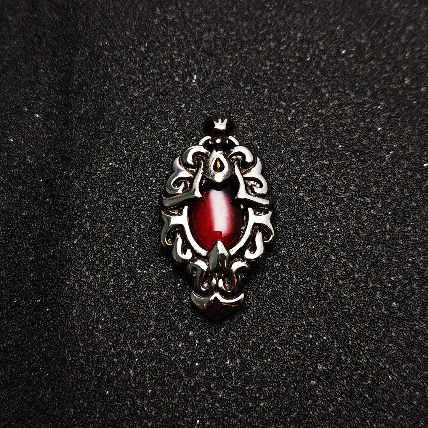 Vintage Black & Red 316 Stainless Steel Pendant Necklace | Unisex Punk Fashion, 65cm Chain（GS-20250912-4）