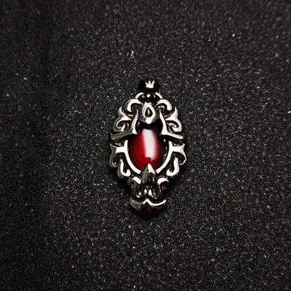 Vintage Black & Red 316 Stainless Steel Pendant Necklace | Unisex Punk Fashion, 65cm Chain（GS-20250912-4）