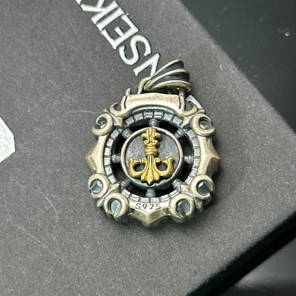 925 Sterling Silver Nautical Star Compass Pendant Necklace | Vintage Anchor Design（YS-20250926-5）