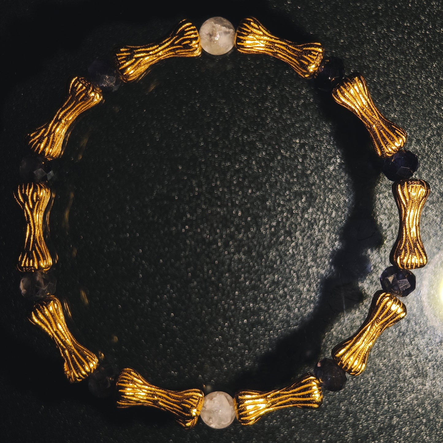 Integrity - Gold-Plated Silver Bone Crackle Quartz & Cordierite Bracelet(IN-250302-A)
