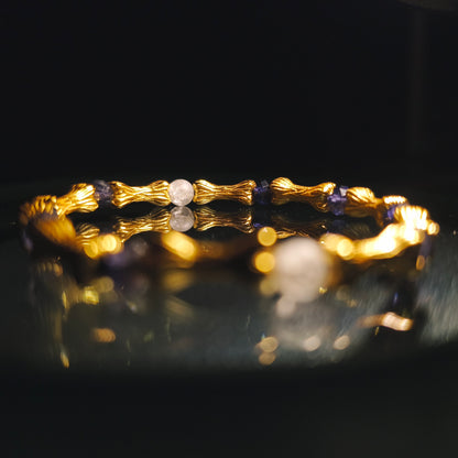 Integrity - Gold-Plated Silver Bone Crackle Quartz & Cordierite Bracelet(IN-250302-A)