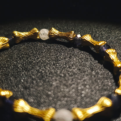 Integrity - Gold-Plated Silver Bone Crackle Quartz & Cordierite Bracelet(IN-250302-A)