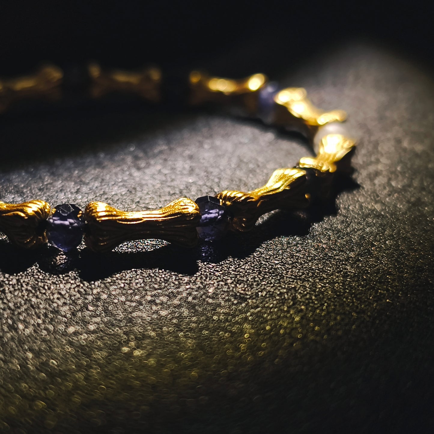 Integrity - Gold-Plated Silver Bone Crackle Quartz & Cordierite Bracelet(IN-250302-A)