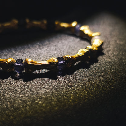 Integrity - Gold-Plated Silver Bone Crackle Quartz & Cordierite Bracelet(IN-250302-A)