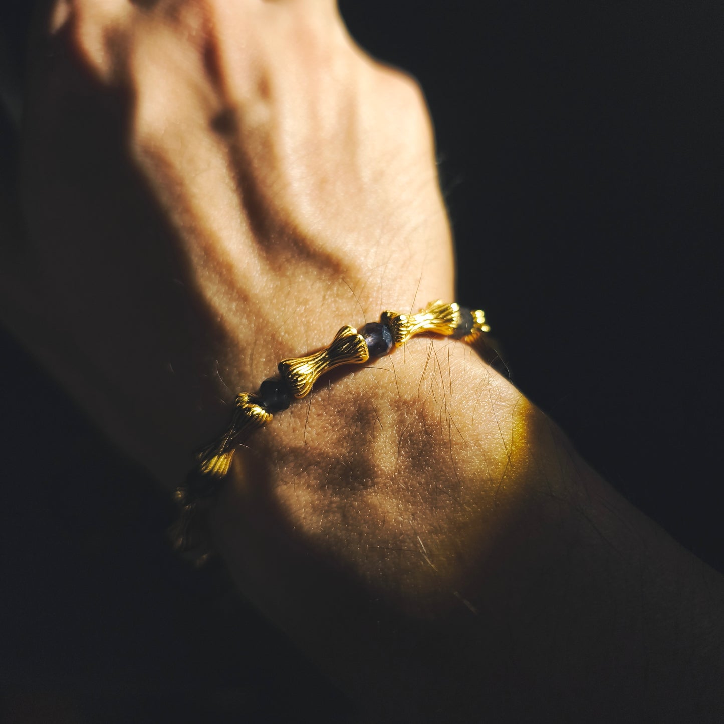 Integrity - Gold-Plated Silver Bone Crackle Quartz & Cordierite Bracelet(IN-250302-A)