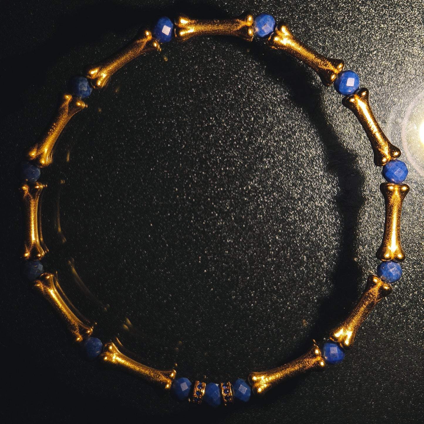 Integrity - Gold-Plated Silver Bone Lapis Lazuli Bracelet (IN-250301-A)