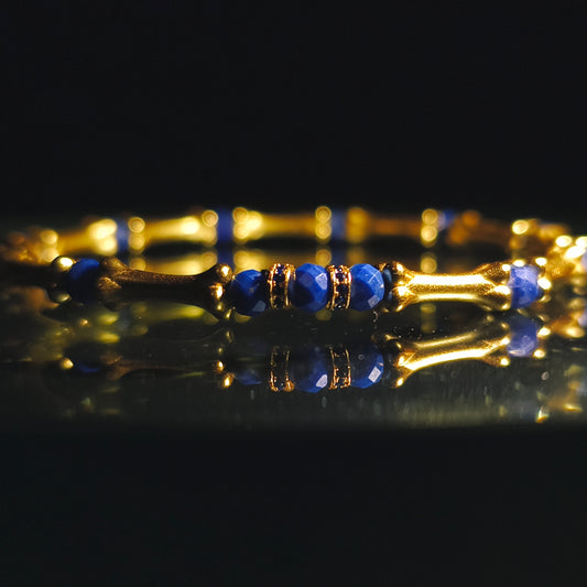 Integrity - Gold-Plated Silver Bone Lapis Lazuli Bracelet (IN-250301-A)