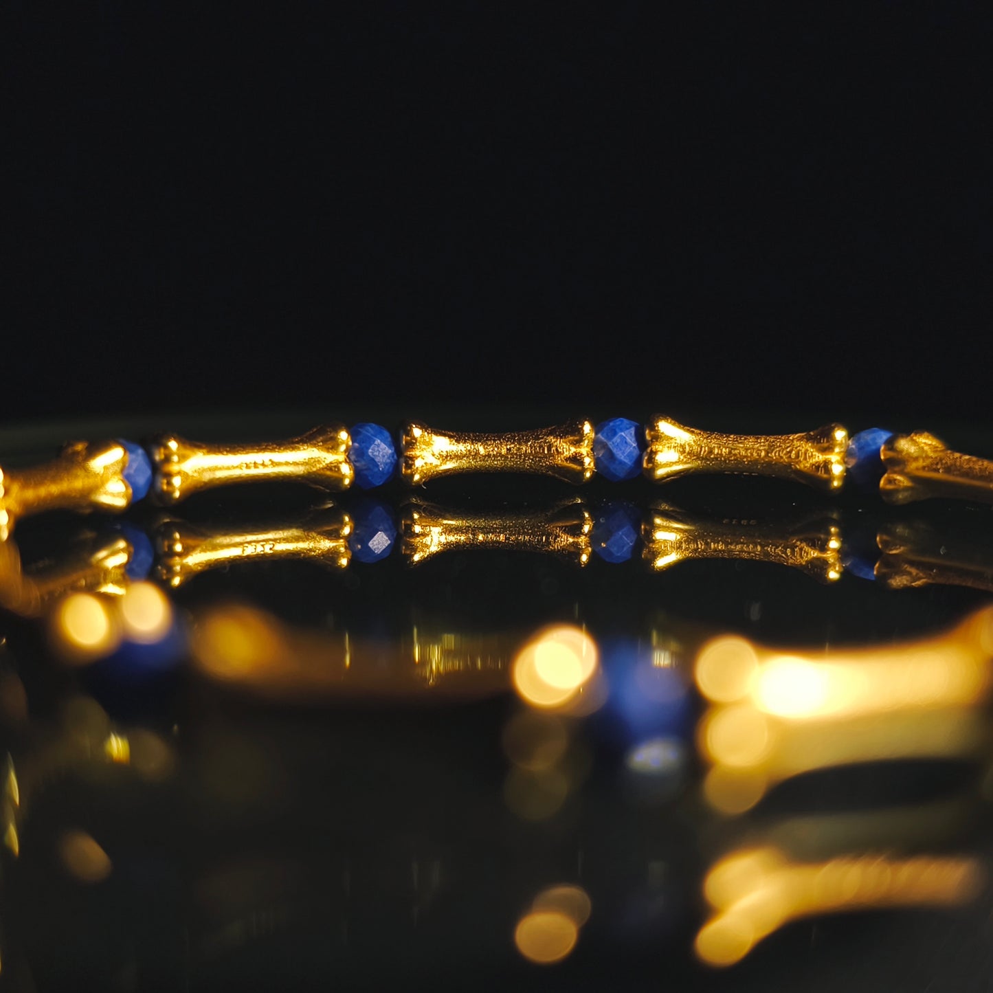 Integrity - Gold-Plated Silver Bone Lapis Lazuli Bracelet (IN-250301-A)