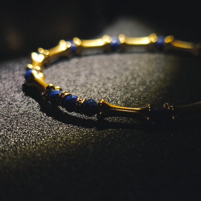 Integrity - Gold-Plated Silver Bone Lapis Lazuli Bracelet (IN-250301-A)