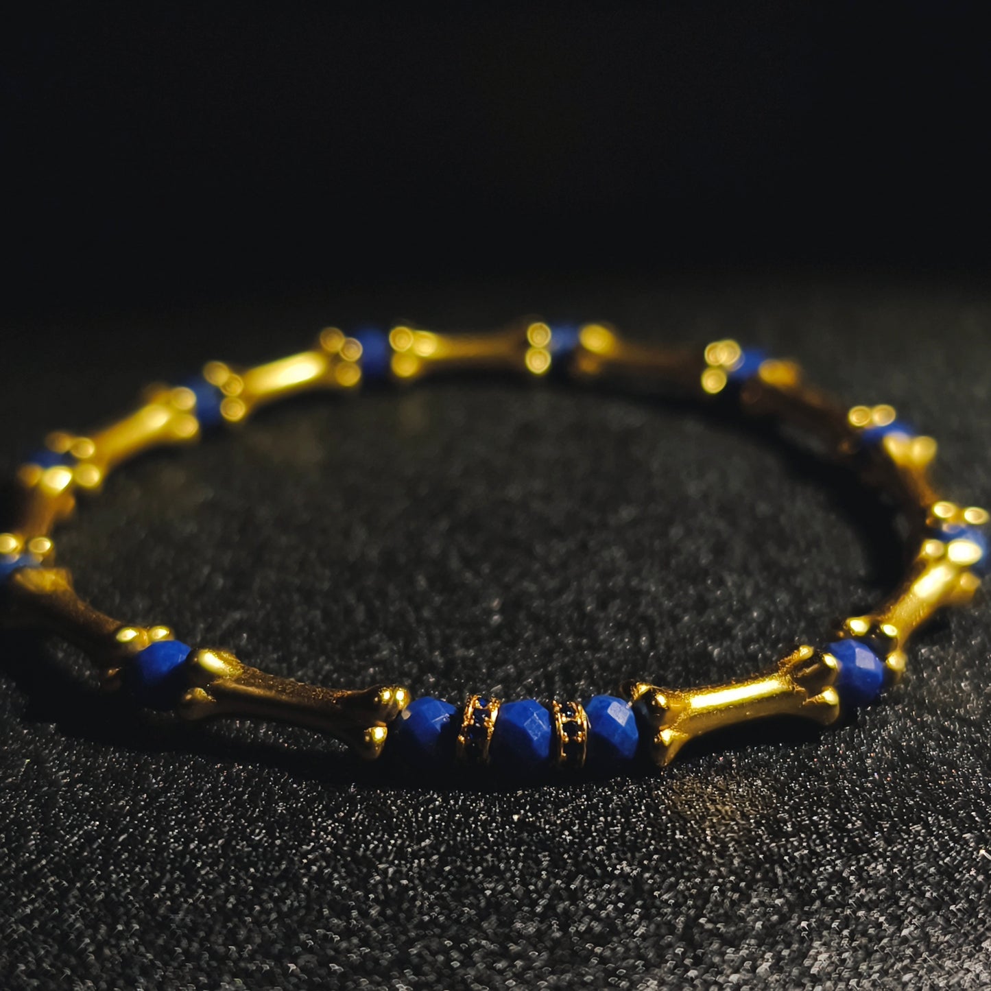 Integrity - Gold-Plated Silver Bone Lapis Lazuli Bracelet (IN-250301-A)