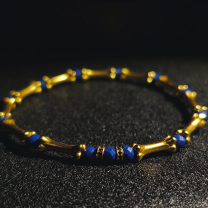 Integrity - Gold-Plated Silver Bone Lapis Lazuli Bracelet (IN-250301-A)