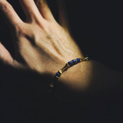 Integrity - Gold-Plated Silver Bone Lapis Lazuli Bracelet (IN-250301-A)