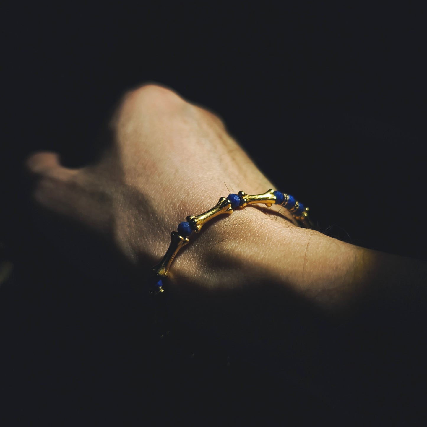 Integrity - Gold-Plated Silver Bone Lapis Lazuli Bracelet (IN-250301-A)