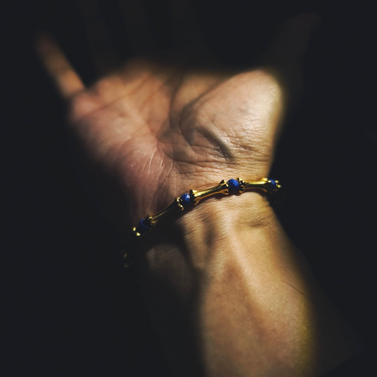 Integrity - Gold-Plated Silver Bone Lapis Lazuli Bracelet (IN-250301-A)