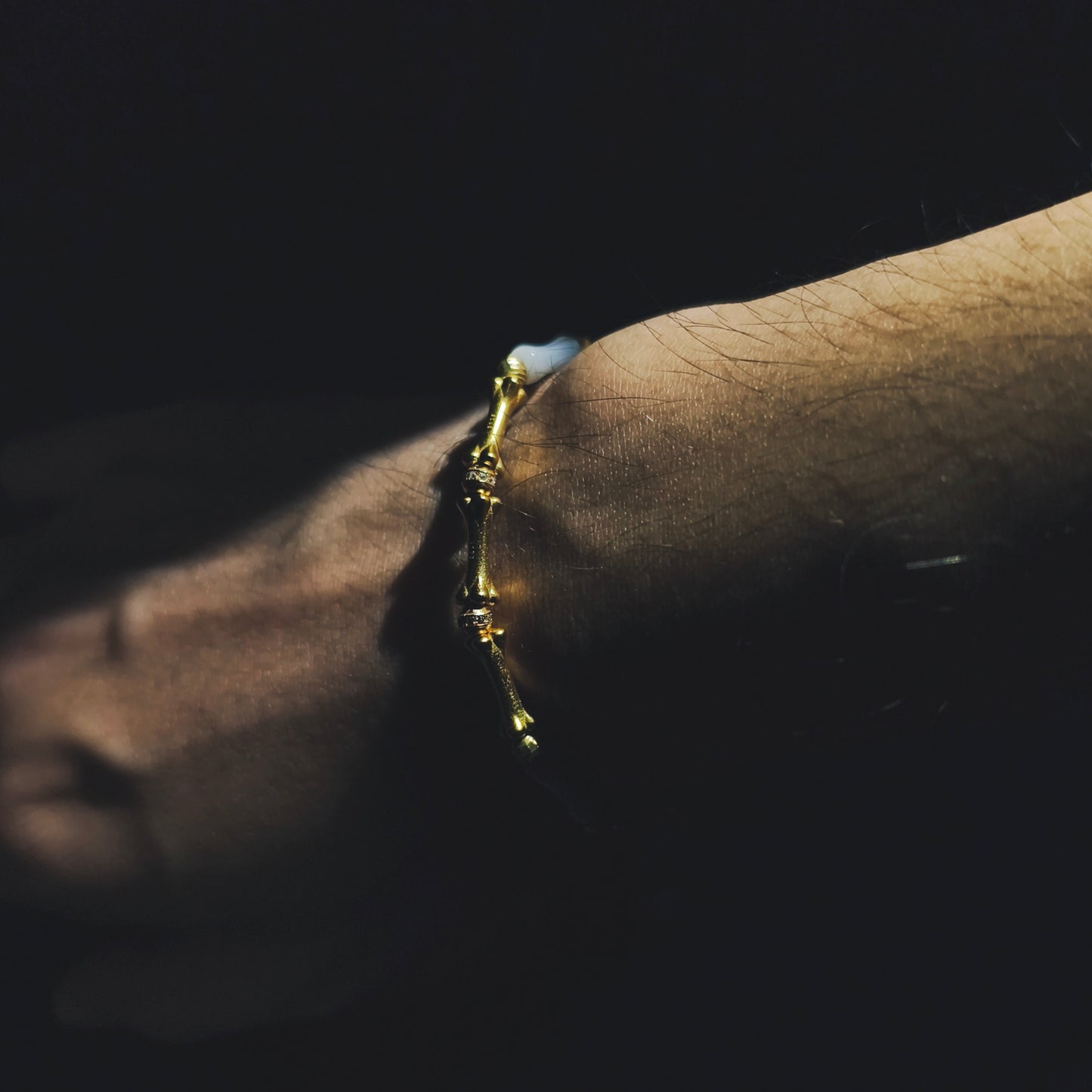 Integrity- Mother of Pearl & Gold-Plated Silver Bone with Gold Bead Bracelet(IN-250303-A)