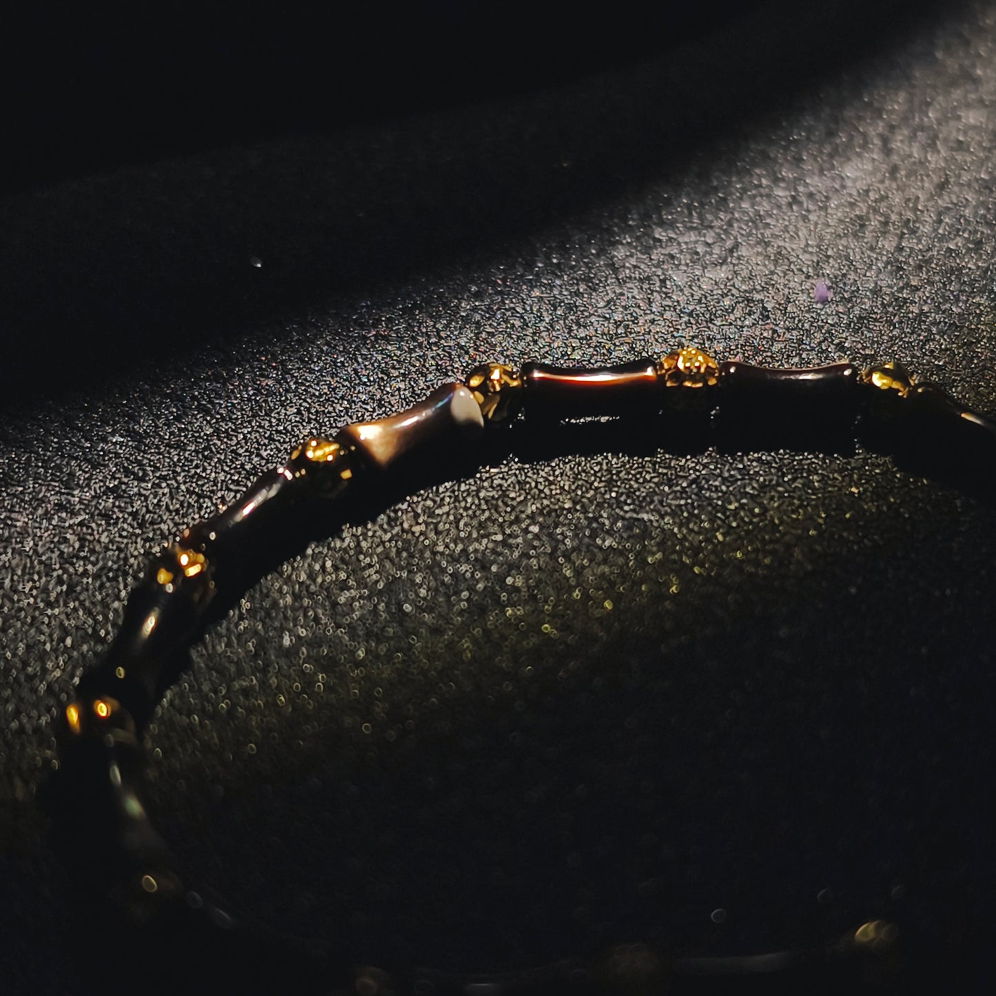 Integrity- Black Mother of Pearl Bone with Gold-Plated Silver Bead Bracelet(IN-250305-A)