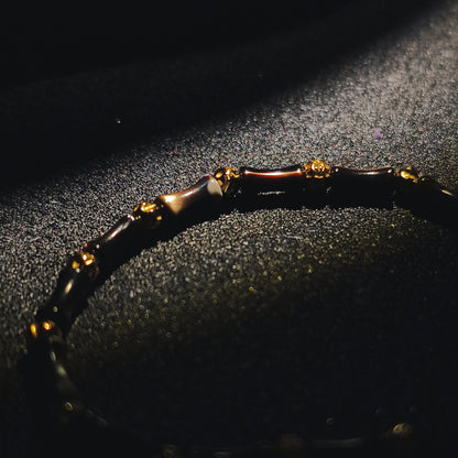 Integrity- Black Mother of Pearl Bone with Gold-Plated Silver Bead Bracelet(IN-250305-A)