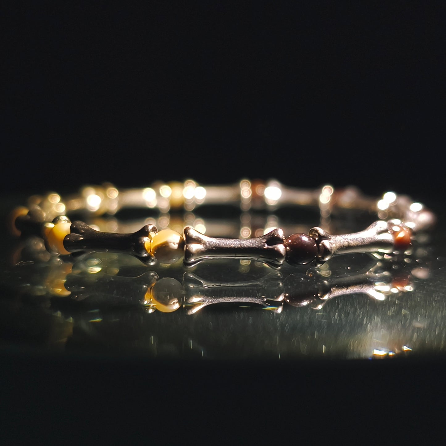 Integrity - Sterling Silver Bone Black Mother of Pearl & Abalone Bracelet (IN-250306-A)