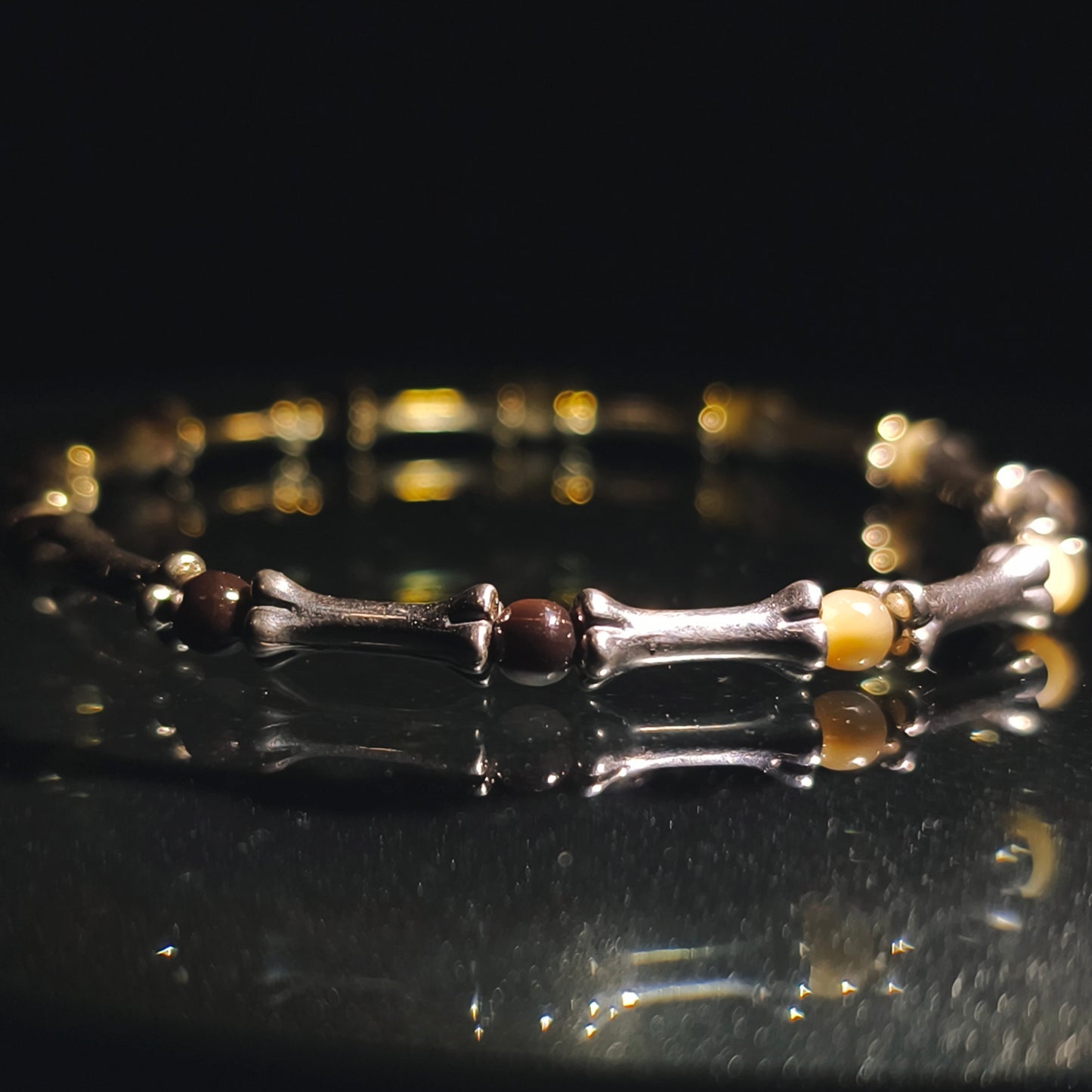 Integrity - Sterling Silver Bone Black Mother of Pearl & Abalone Bracelet (IN-250306-A)