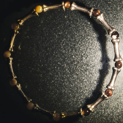 Integrity - Sterling Silver Bone Black Mother of Pearl & Abalone Bracelet (IN-250306-A)