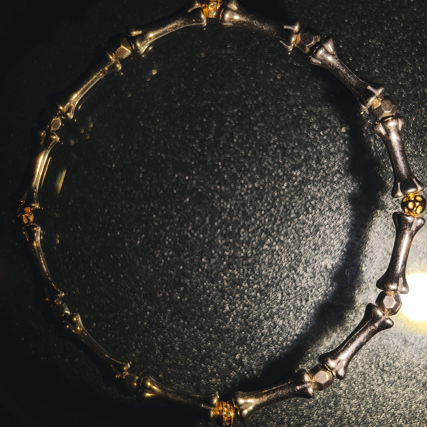 Integrity - Platinum-Plated Silver Bone with Gold-Plated Bead Bracelet (IN-250308-A)