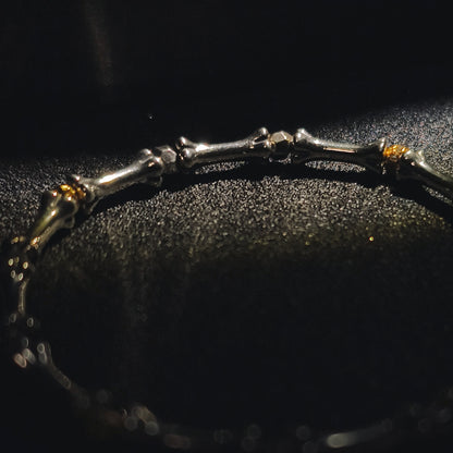 Integrity - Platinum-Plated Silver Bone with Gold-Plated Bead Bracelet (IN-250308-A)