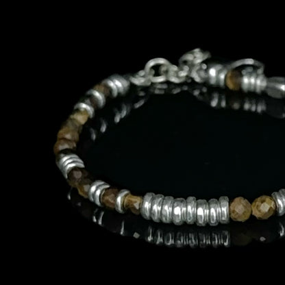 Handmade Tiger Eye Stone Sterling Silver Chain Bracelet-Prosperity Talisman（YS-20251111-1）