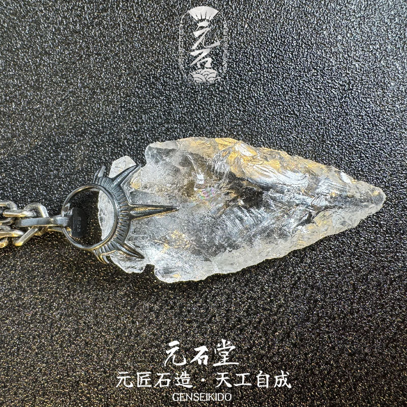 Handcrafted Natural Crystal Stone Spearhead Pendant, Extremely Difficult to Make, Each One is Unique