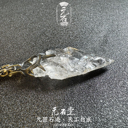 Handcrafted Natural Crystal Stone Spearhead Pendant, Extremely Difficult to Make, Each One is Unique