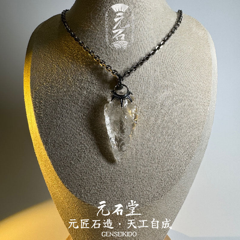 Handcrafted Natural Crystal Stone Spearhead Pendant, Extremely Difficult to Make, Each One is Unique