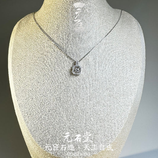 925 Sterling Silver Plated Luxury 50-Point Moissanite Pendant Necklace