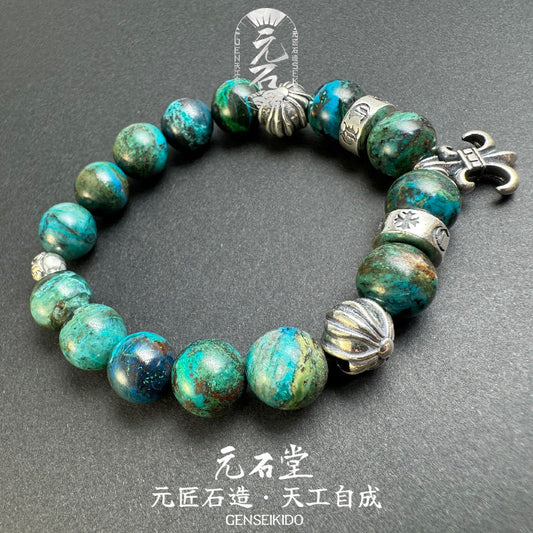 13MM Natural Phoenix Stone with 925 Silver Japanese Trendy Style Bracelet