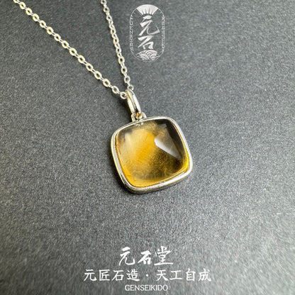 925 スターリング シルバー メッキ 完璧なイエロー クリスタル シュガー タワー ペンダントとイヤリング セット チェーンなし