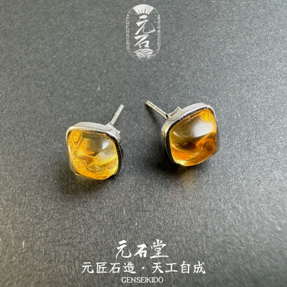 925 スターリング シルバー メッキ 完璧なイエロー クリスタル シュガー タワー ペンダントとイヤリング セット チェーンなし