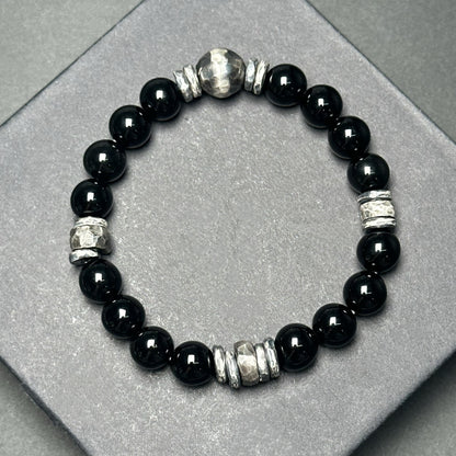 Natural Black Onyx Bracelet with 925 Sterling Silver（YS-20251203-18）